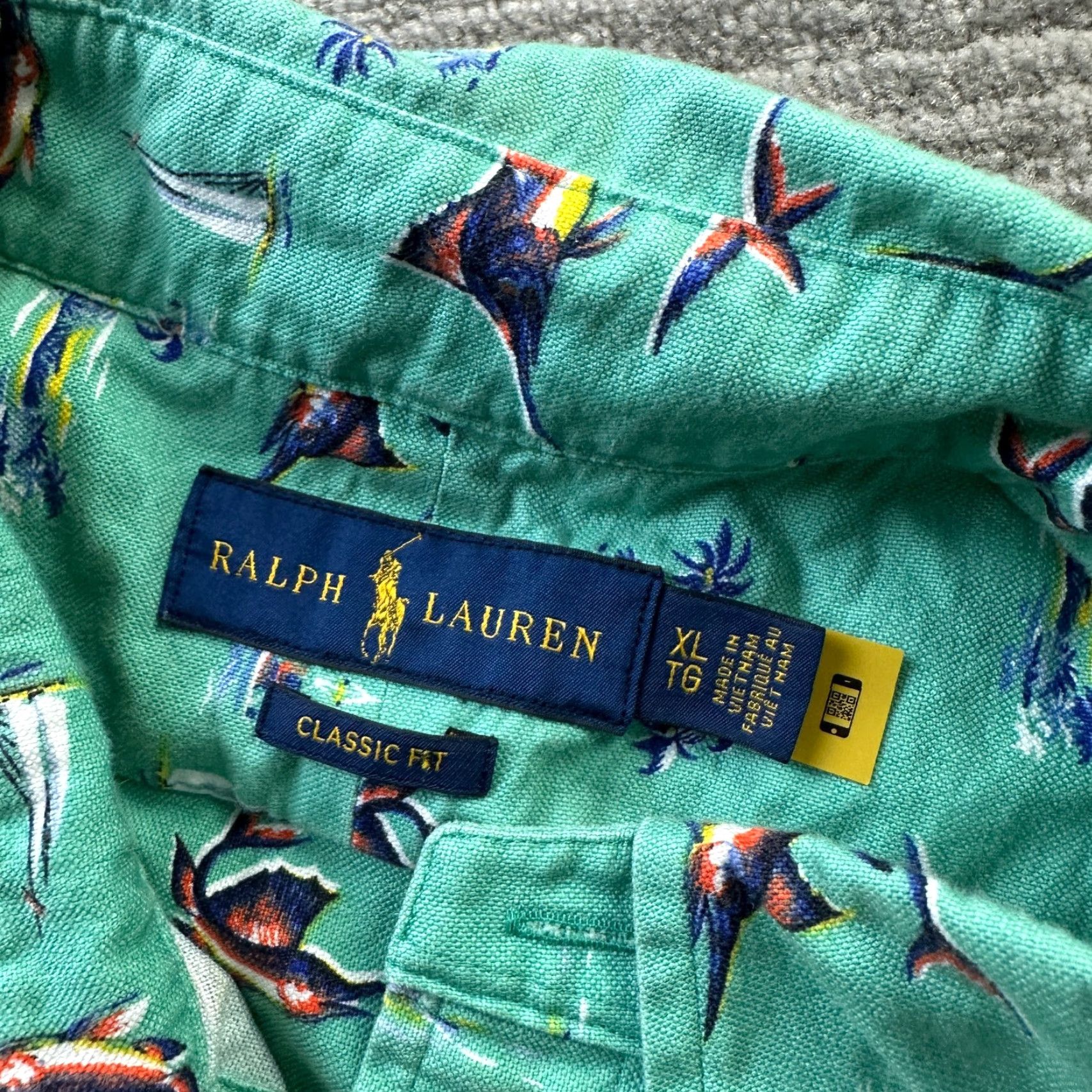 Marine Layer Ralph Lauren Shirt Mens XL Green All Over Print Button Up Oxford Shirt Size US XL / EU 56 / 4 - 6 Thumbnail