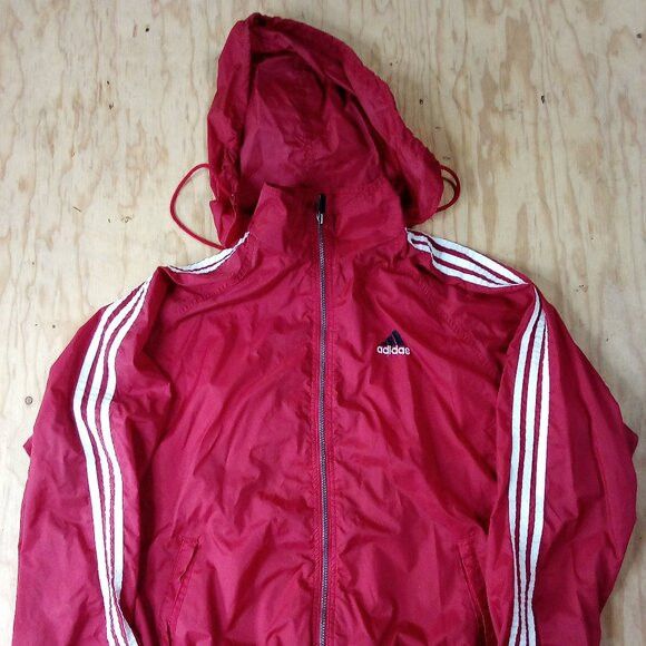 Adidas × Vintage Vintage 90s Adidas 3 Stripe Windbreaker Jacket Hooded Size US M / EU 48-50 / 2 - 2 Thumbnail