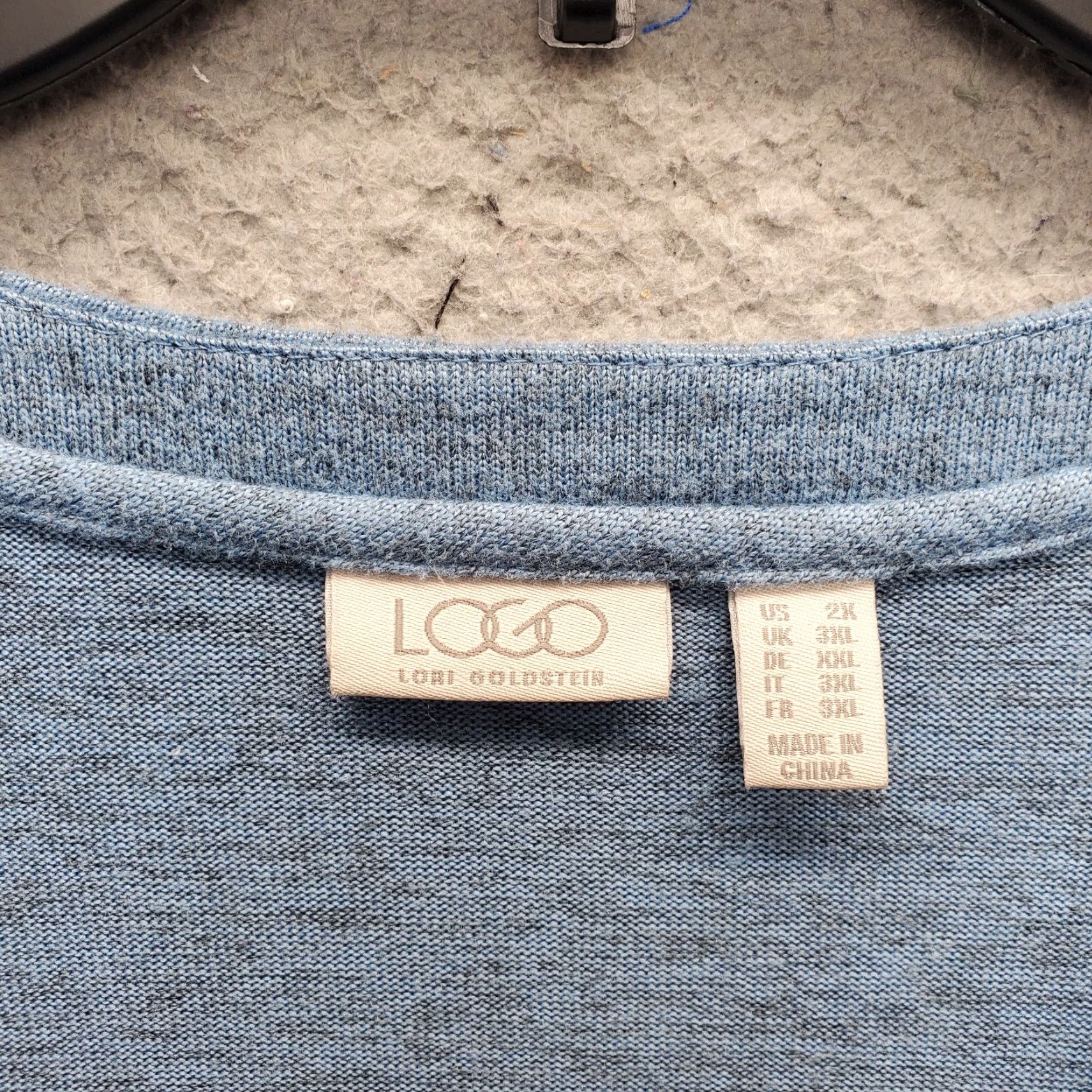 Vintage LOGO by Lori Goldstein Cardigan Sweater Womens 2X Blue V-Neck Asymmetrical Hem Knit Compact Casual Everyday Mens Size XXL / US 16-18 / IT 52-54 - 5 Thumbnail