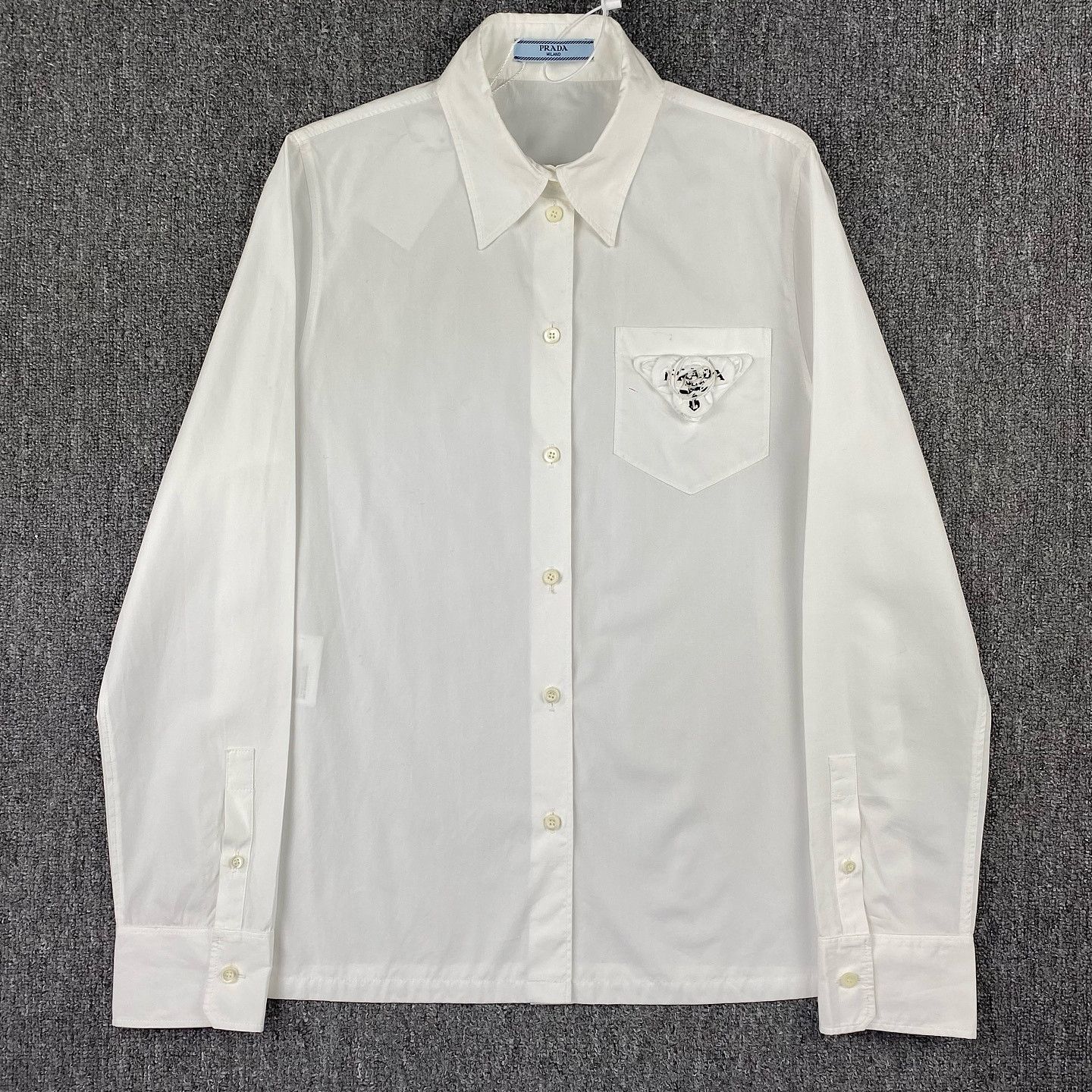 Prada Prada Rose Detail Long Sleeve Shirt Size M Size US XXS / EU 40 - 1 Thumbnail