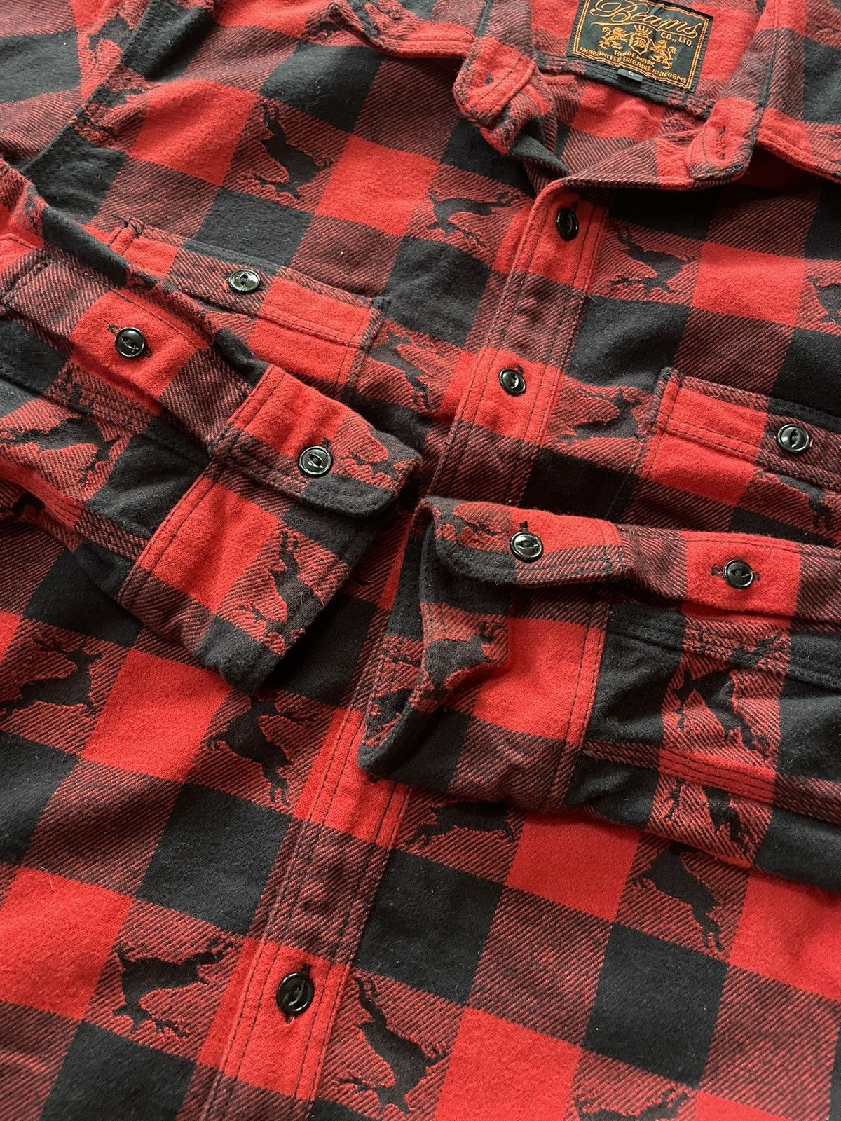 Beams Plus Beams Hard Cotton Red Tartan Deer Design Size US L / EU 52-54 / 3 - 7 Thumbnail