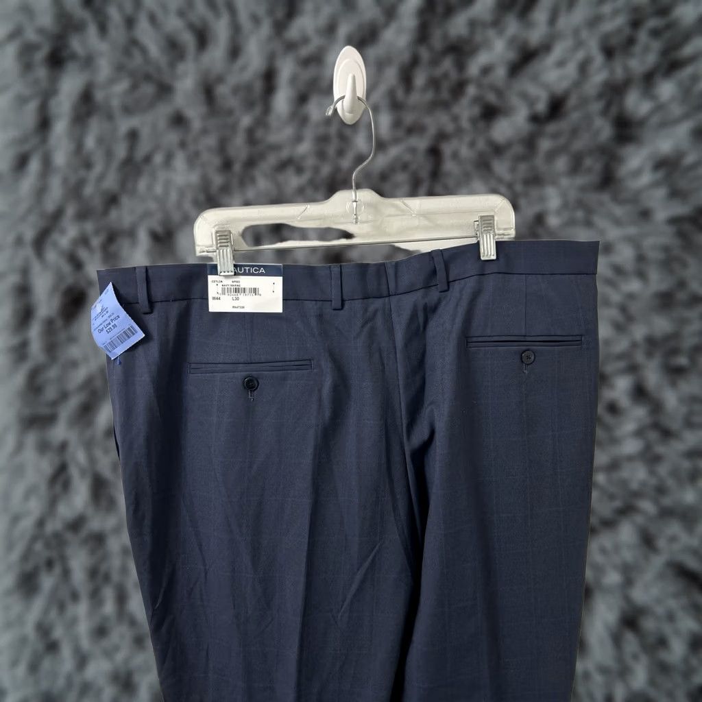 Nautica VINTAGE: No Nautica Dress Pants Mens 44x30 Navy Blue Plaid YKK Active Stretch Trousers NWT Size US 44 / EU 60 - 1 Thumbnail