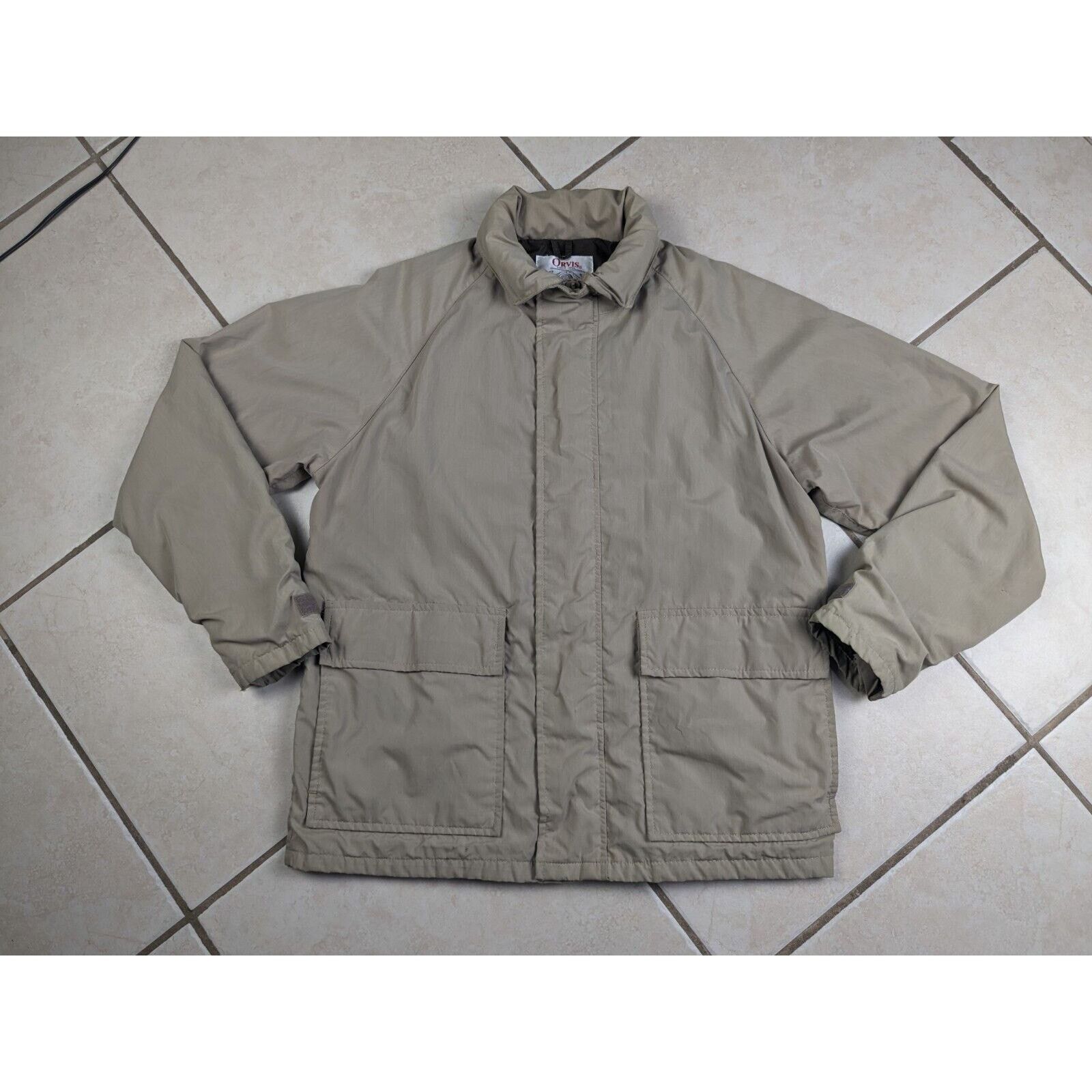 Vtg Orvis Jacket Tan Brown Goretex Fishing Packable Hood zip