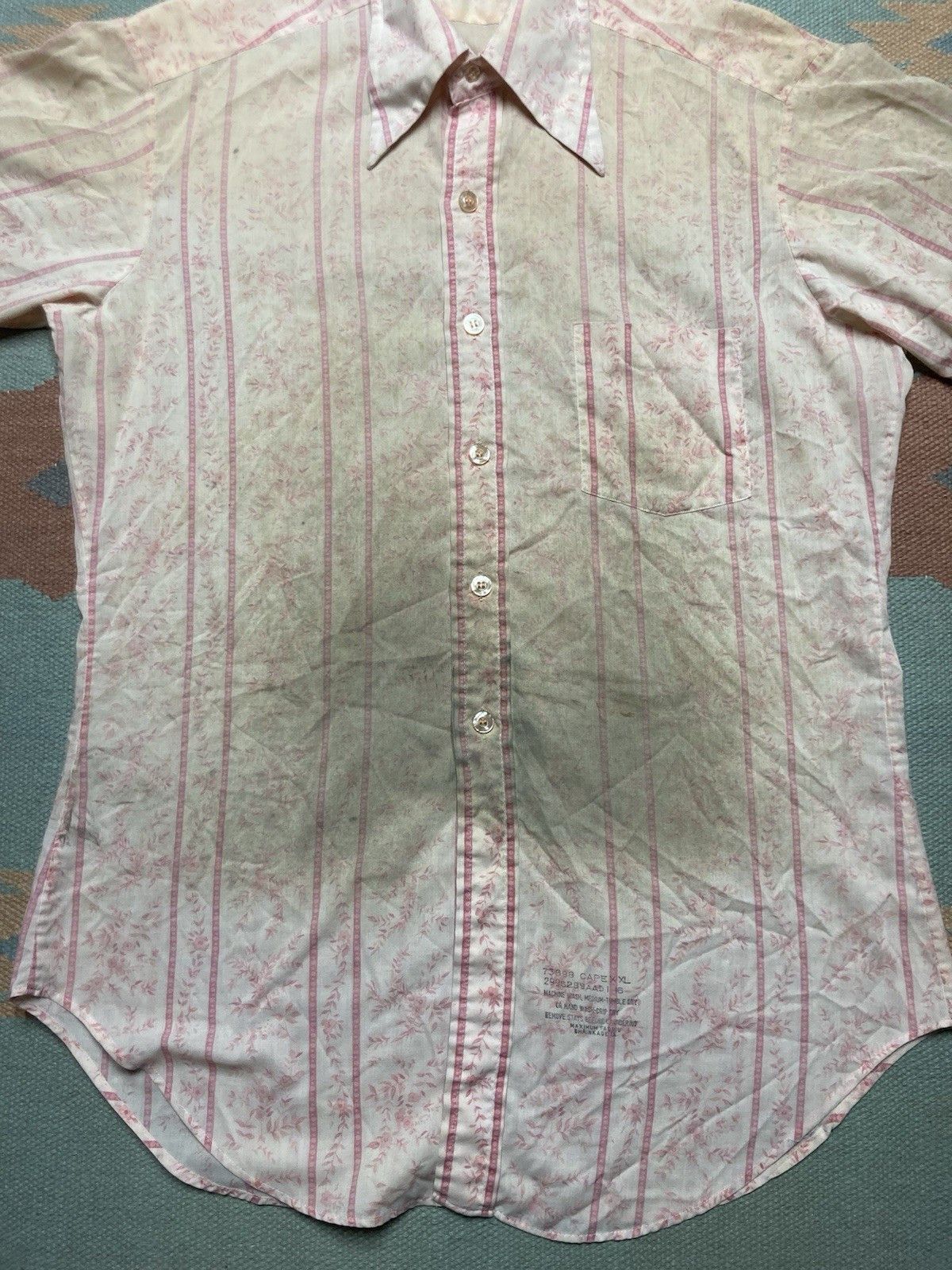 Sears × Vintage Vtg 70s button shirt kings road sears floral flowers thin XL Size US XL / EU 56 / 4 - 2 Thumbnail