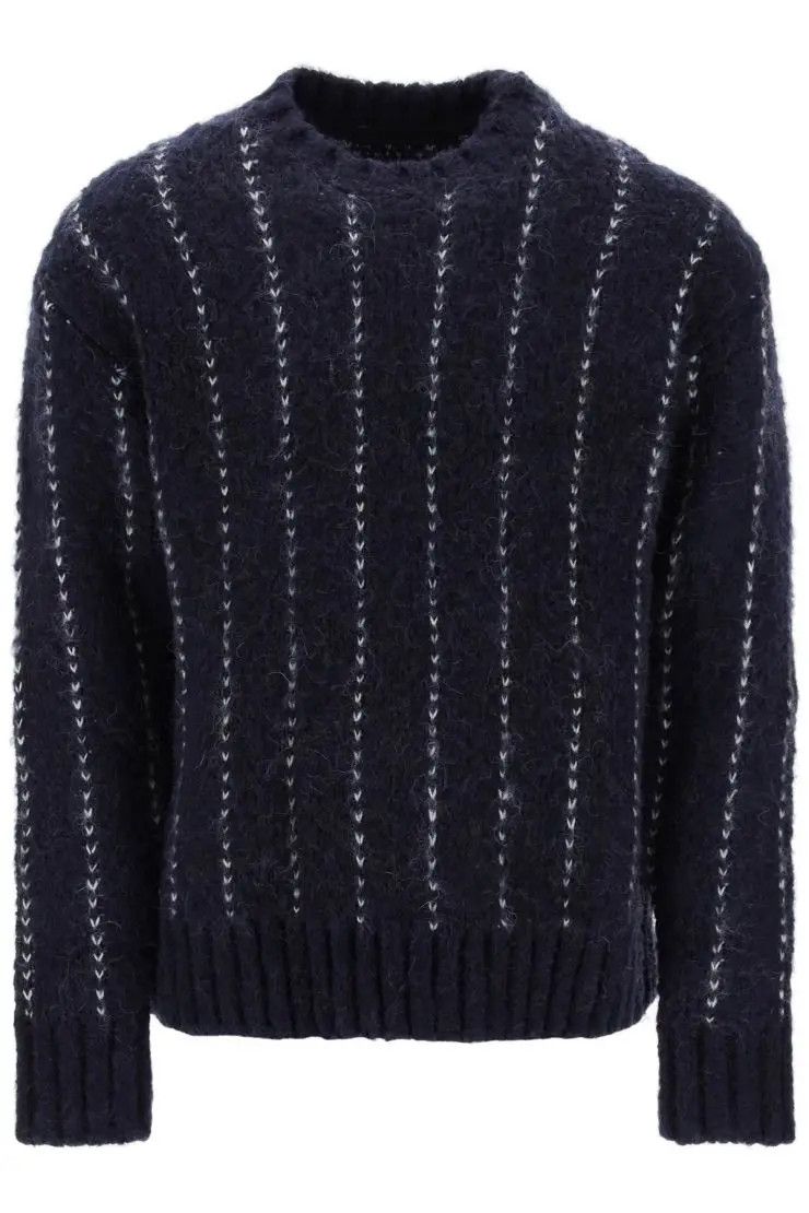 image of Sacai O1S22I1N0324 Alpaca Pullover In Blue, Men's (Size XL)