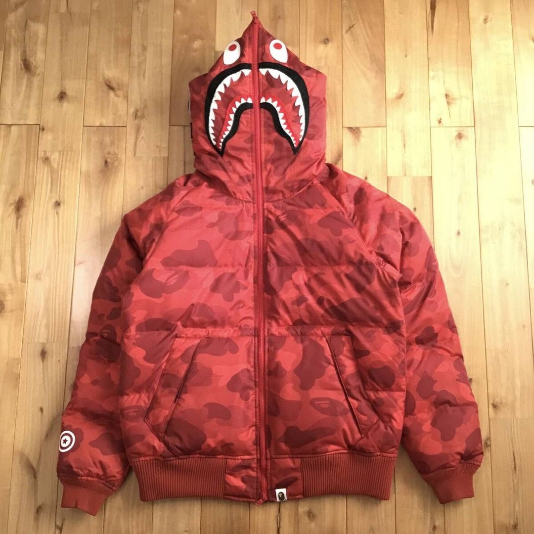 Bape BAPE Shark Full Zip Hoodie Puffer Down Jacket Red Camo APE Size US L / EU 52-54 / 3 - 2 Thumbnail