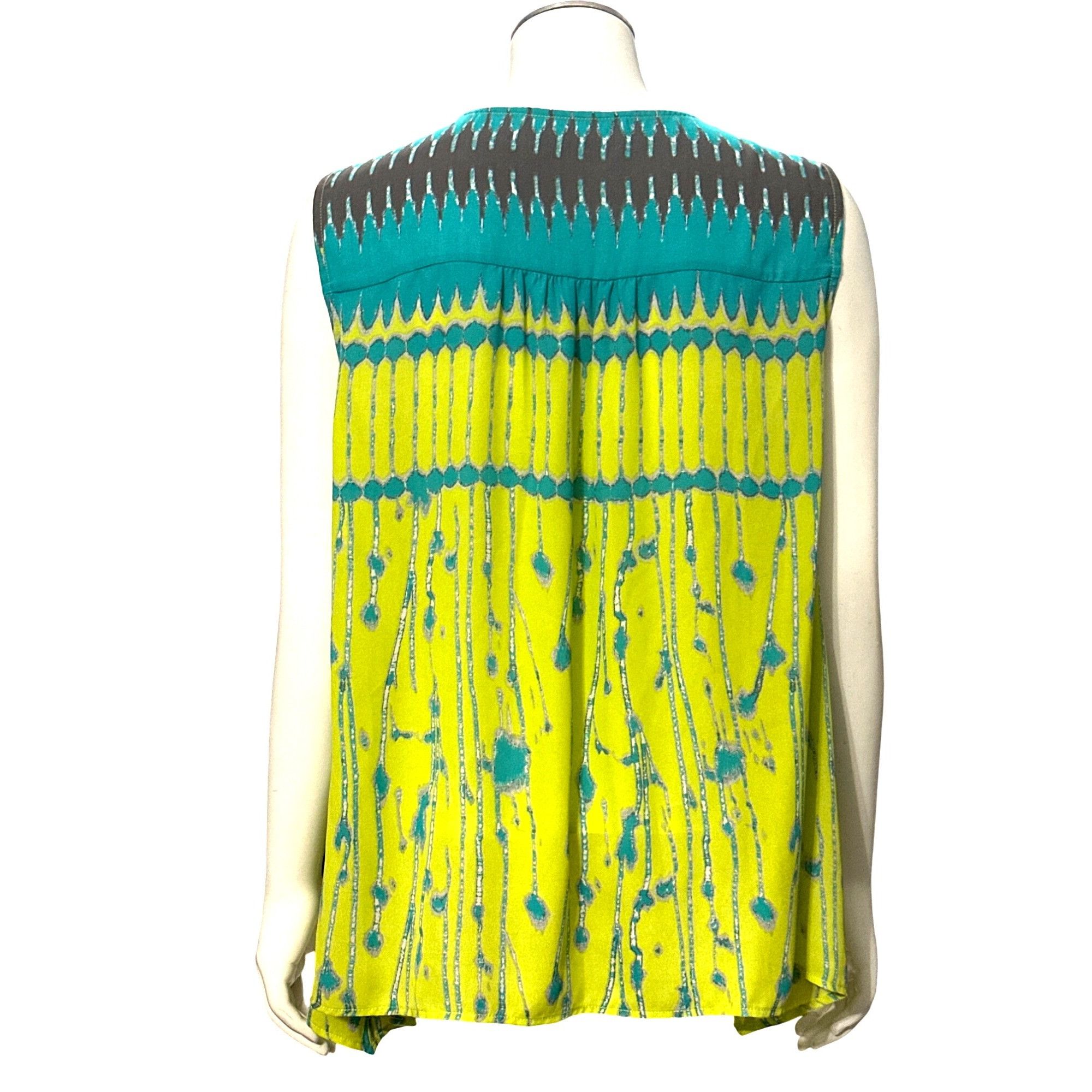 Other CCC Electric Lime Green Print Tank Tie Front Abstract Boho B Size M / US 6-8 / IT 42-44 - 4 Thumbnail