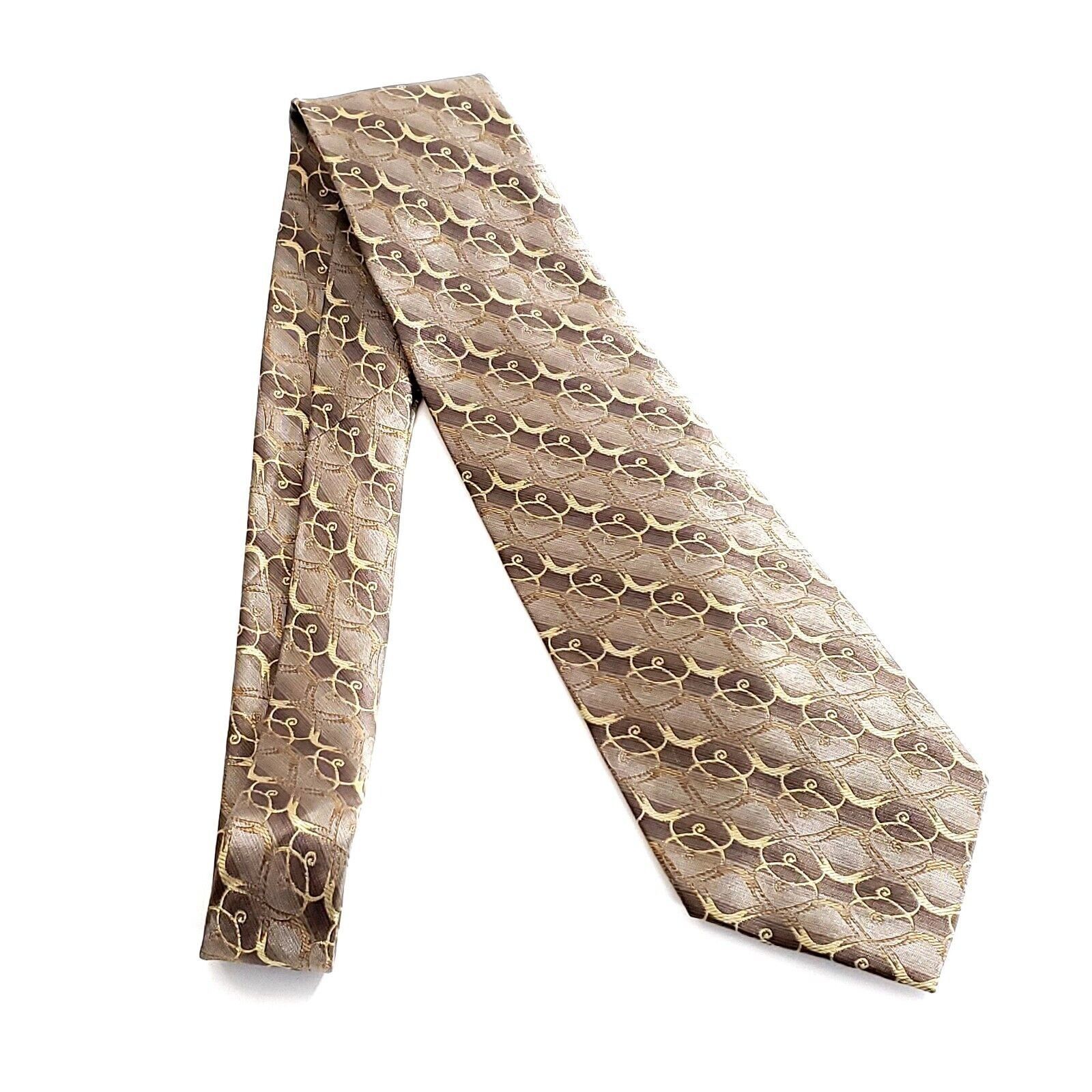 Designer Concepts By Claiborne Woven Brown Tan Geometric Silk Tie Size ONE SIZE - 6 Thumbnail