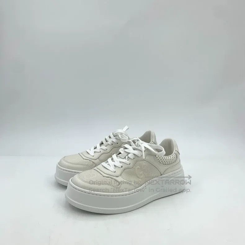 Gucci Gucci White logo embossed laced thick-soled casual sneaker Size US 4.5 / IT 34.5 - 1 Thumbnail