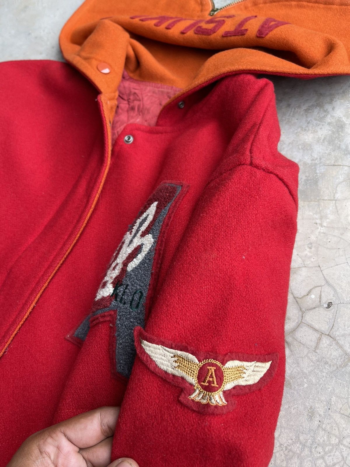 Japanese Brand × Vintage Lolita Designer Atsuki Onishi Split hood Wool Varsity Jacket Size S / US 4 / IT 40 - 6 Thumbnail
