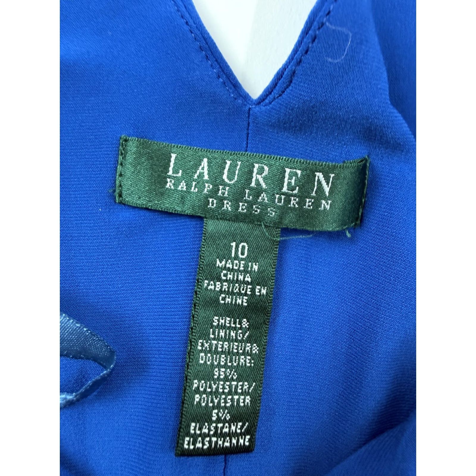 Ralph Lauren VINTAGE LRL Ralph Lauren Dress Womens 10 Blue Sleeveless Ruched Faux Wrap Sheath Size L / US 10 / IT 46 - 2 Thumbnail
