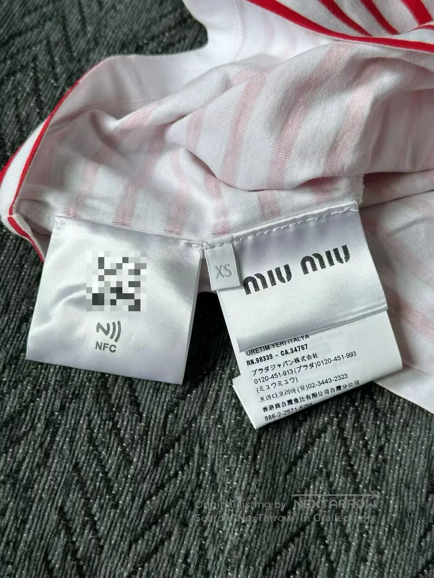 Miu Miu Miu Miu Red and White Striped Cropped Tee| Size XS / US 0-2 / IT 36-38 - 5 Thumbnail