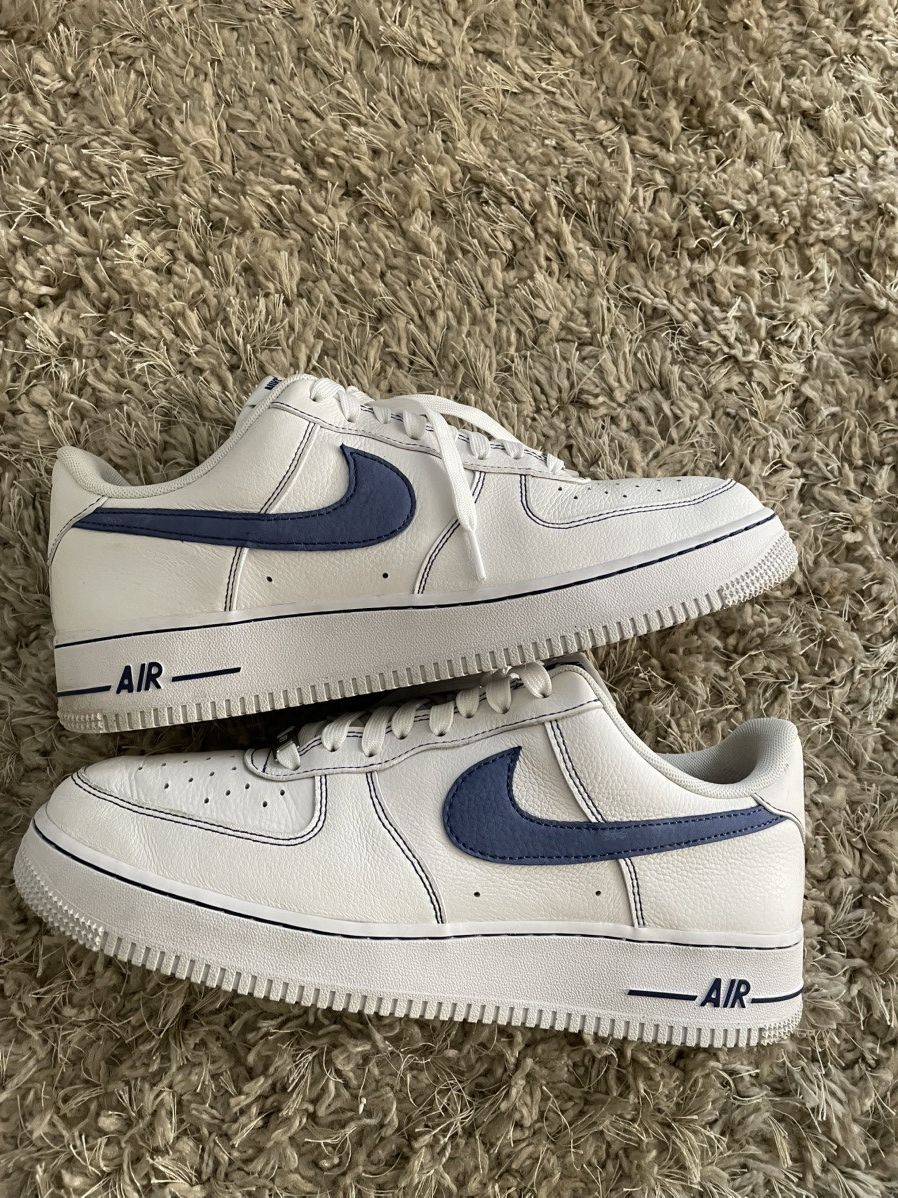 Nike Nike Air Force 1 White Deep Royal Size US 11.5 / EU 44-45 - 3 Thumbnail