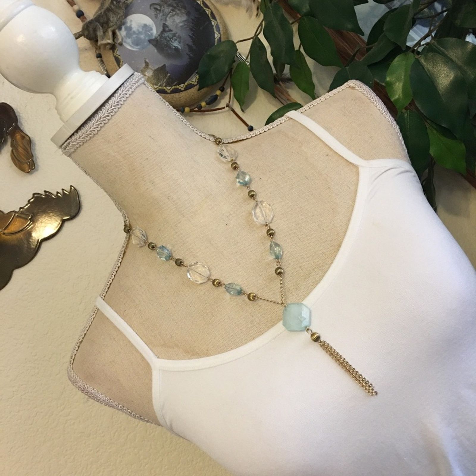 Vintage Vintage plastic beaded gold tone chain necklace Size ONE SIZE - 3 Thumbnail