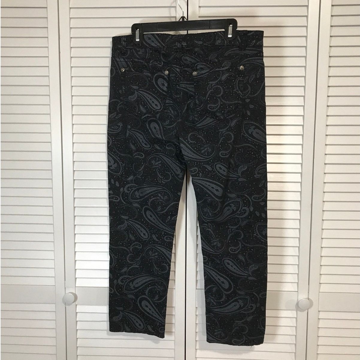Other Royal Premium Black Denim Paisley Straight Leg Jeans 12 Size 34" / US 12 / IT 48 - 4 Thumbnail