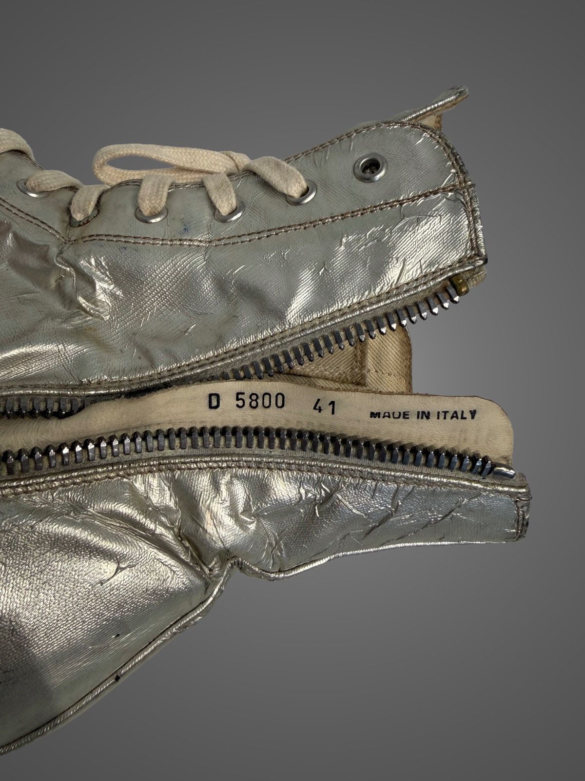Rick Owens Drkshdw Rick Owens DRKSHDW Hi-Top Silver Satin Ramones from SS16 Size US 8 / EU 41 - 11 Thumbnail