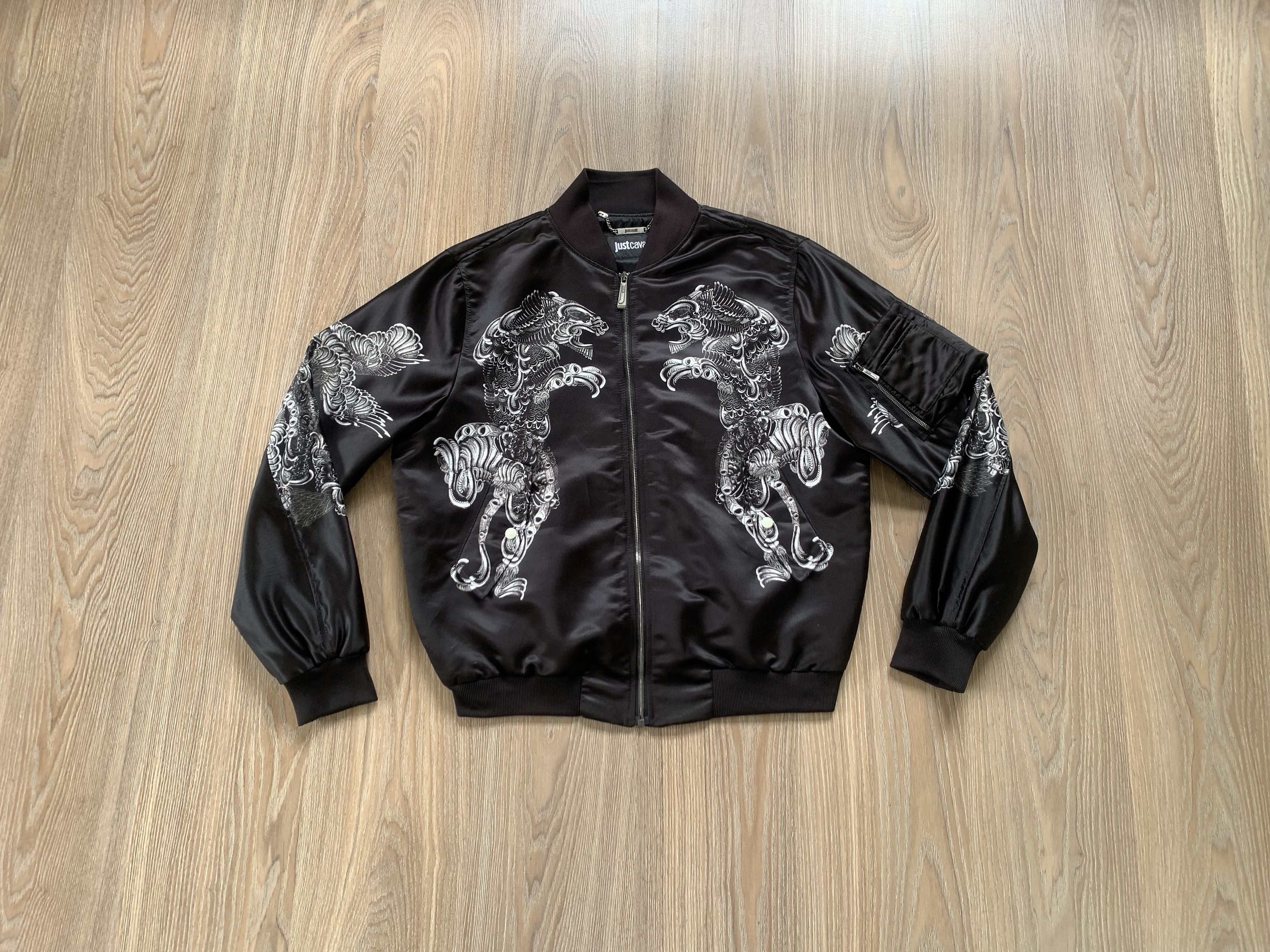 Just Cavalli Rare Just Cavalli Black Bomber Jacket Printed Size US M / EU 48-50 / 2 - 13 Thumbnail