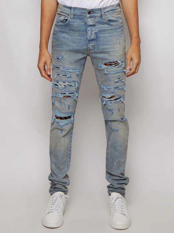 Amiri o1w1db10525 Thrasher Lunar New Year Jeans in Blue Size US 31 - 3 Thumbnail