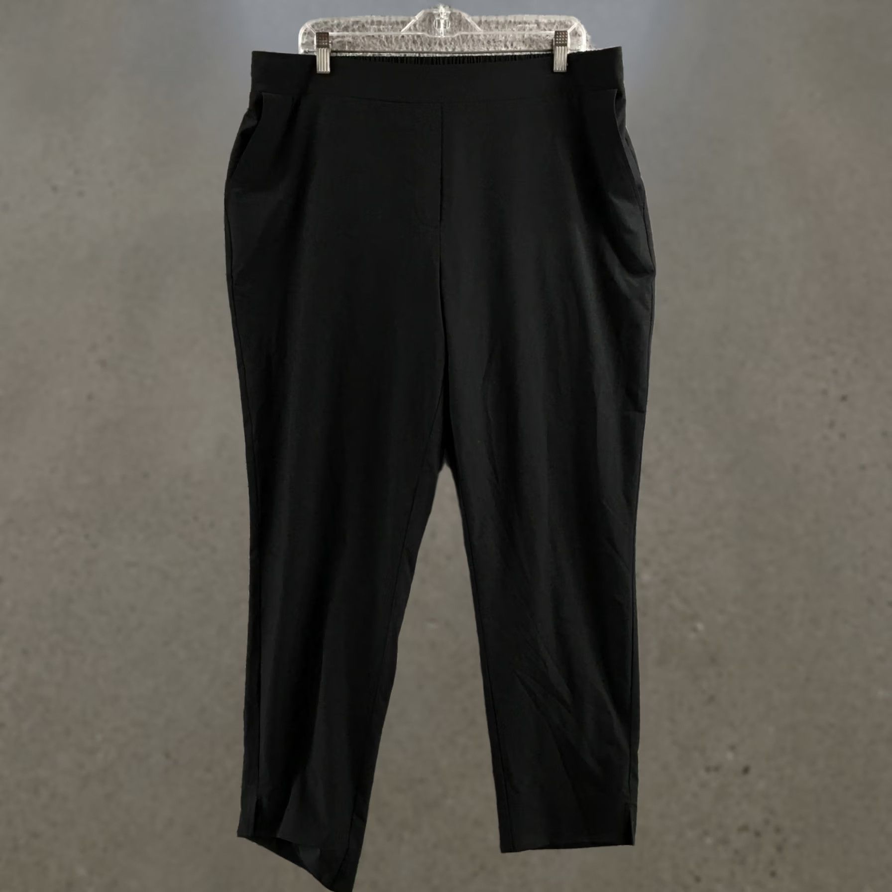 Calvin Klein Calvin Klein Black Pull-On Elastic Waist Tapered Ankle Pants Womens XL Regular Size 40" / US 18 - 1 Thumbnail