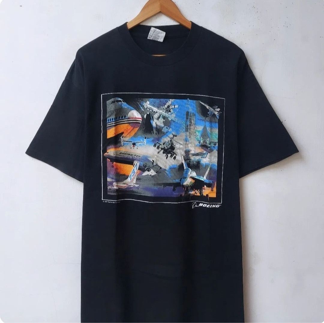 Vintage Vtg 90s Boeing 'graphic jets' Tshirt Size US XL / EU 56 / 4 - 2 Thumbnail
