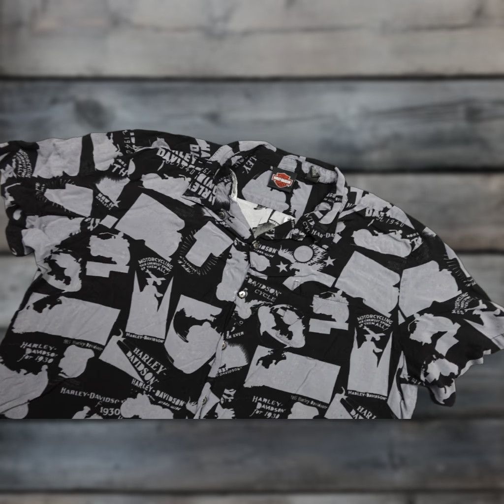 Harley Davidson Harley-Davidson Shirt Mens 2XL Black All Over Print Lightweight Button T-Shirt Size US XXL / EU 58 / 5 - 1 Thumbnail