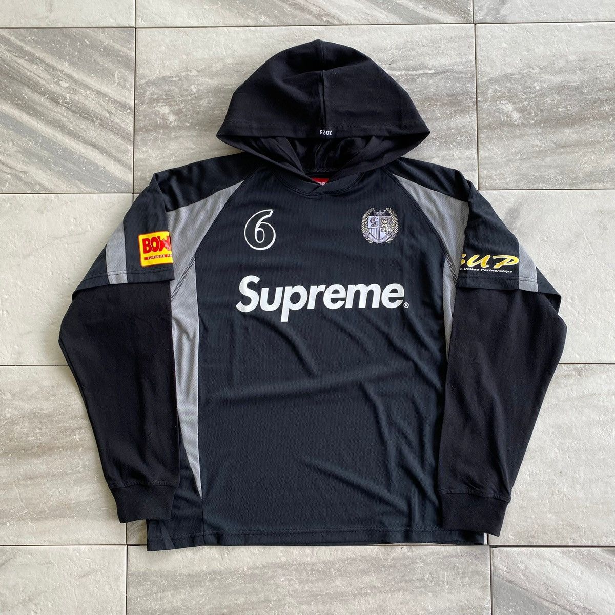 買い付け店舗 Supreme Hooded Soccer Jersey Black Lサイズ