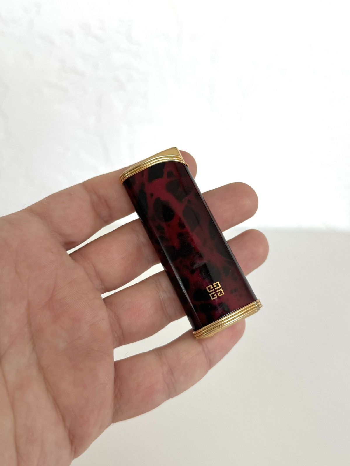 ★ ELEGANCE ART DECO DARK RED GOLD GIVENCHY LIGHTER