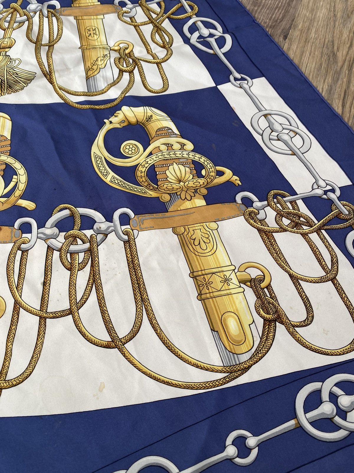 Hermes Vintage HERMES Carre 90 Cliquetis Scarf Blue Size ONE SIZE - 10 Thumbnail