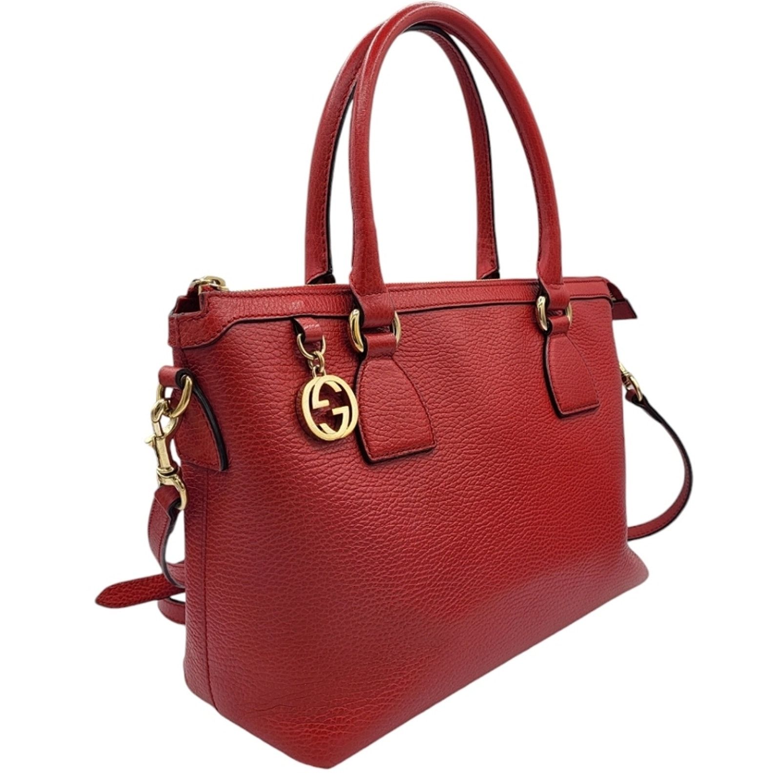 Gucci Gucci Interlocking GG Charm Pebbled Leather Satchel Bag Size ONE SIZE - 3 Thumbnail