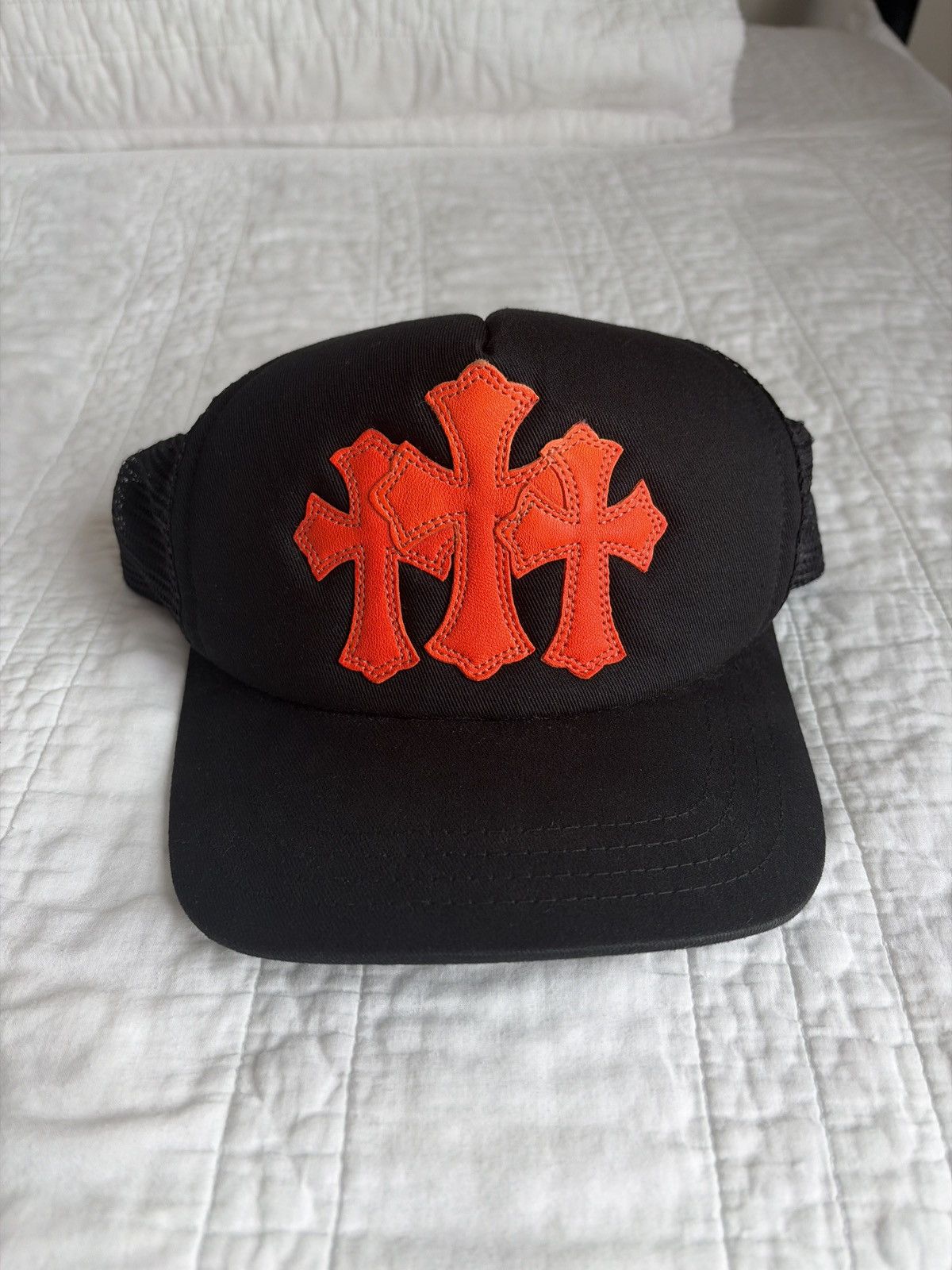 Chrome Hearts Chrome Hearts Cemetery Orange Crosses Trucker Hat Size ONE SIZE - 1 Thumbnail