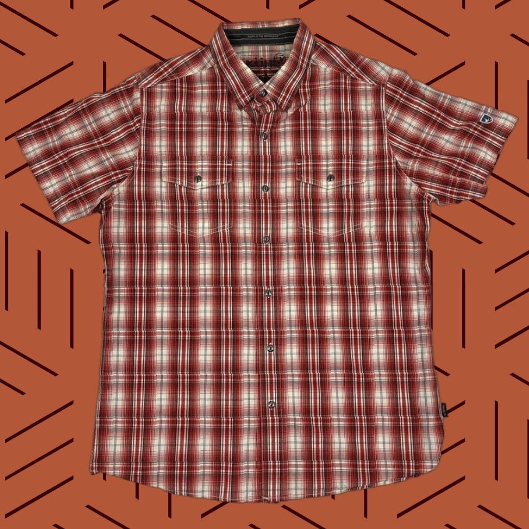 Vintage Kuhl Shirt Mens M Red Plaid Linen Blend Hiking Button-Down Short Sleeve Shirt Size US M / EU 48-50 / 2 - 1 Thumbnail