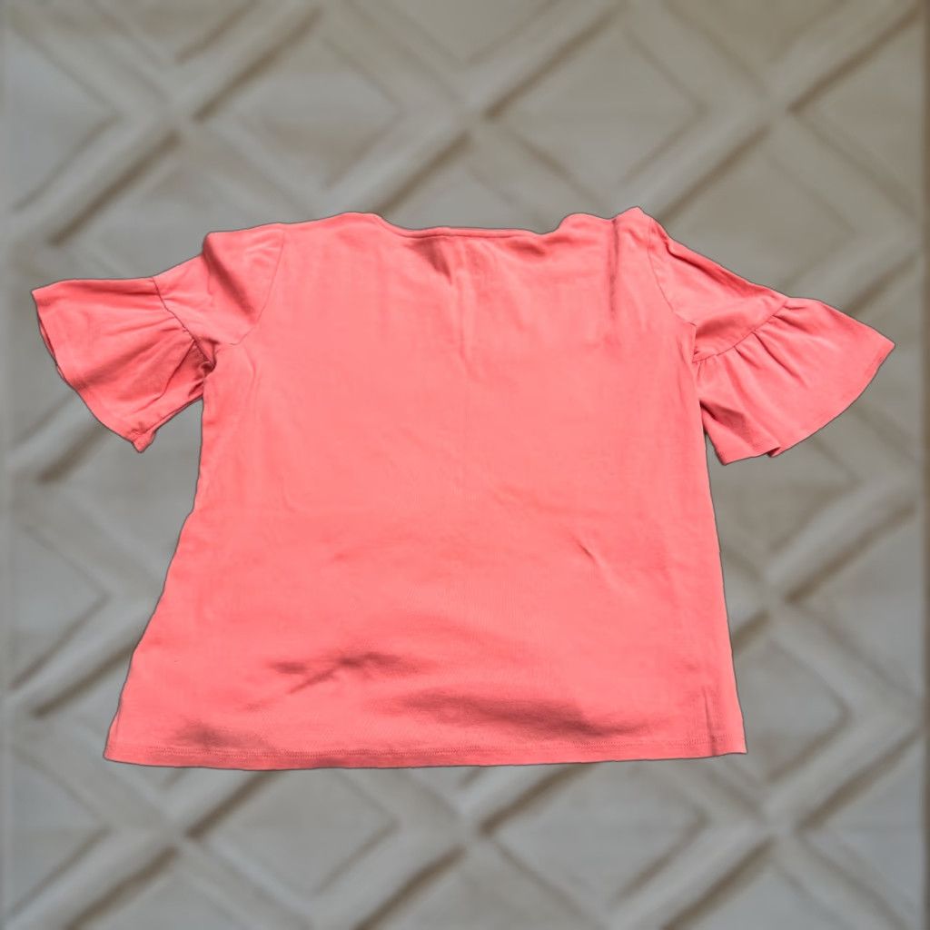 Ellen Tracy Ellen Tracy Pink Blouse Womens 1X Bell Sleeve Cotton Top Keyhole Gold Accent Casual Knit Lightweight Breathable Easy Care Modern Classic Size XL / US 12-14 / IT 48-50 - 1 Thumbnail