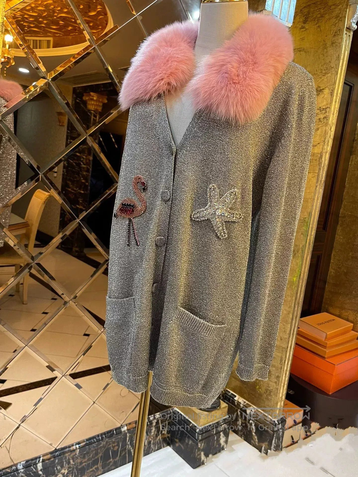 Saint Laurent Paris Saint Laurent Flamingo Starfish Cardigan. Size M / US 6-8 / IT 42-44 - 2 Thumbnail