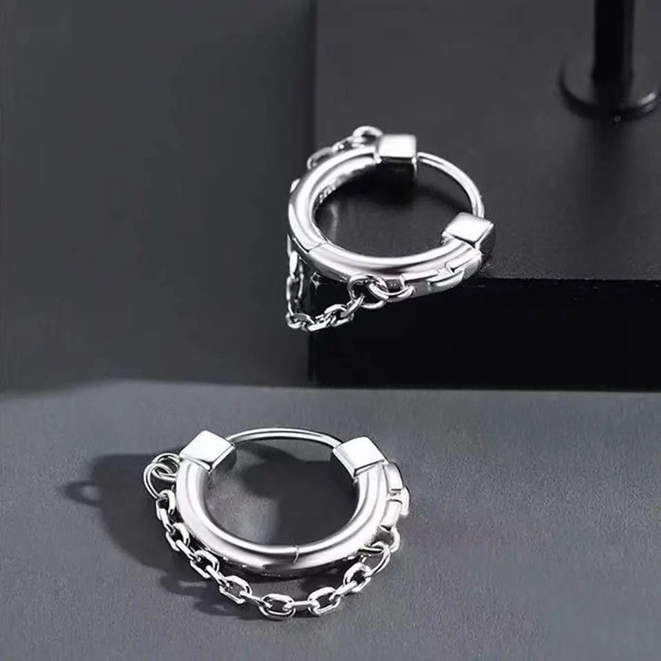 Jewelry × Vintage Minimalist Silver Plated Chain Earrings Size ONE SIZE - 4 Thumbnail