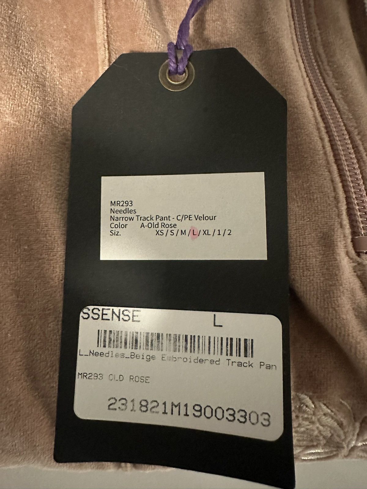 Needles SSENSE Needles Beige Embroidered Velour Track Pants Large Size US 36 / EU 52 - 4 Thumbnail