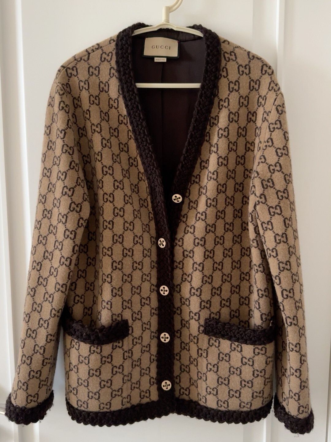 Gucci Gucci Wool GG Knit Brown Cardigan Size XS / US 0-2 / IT 36-38 - 1 Thumbnail