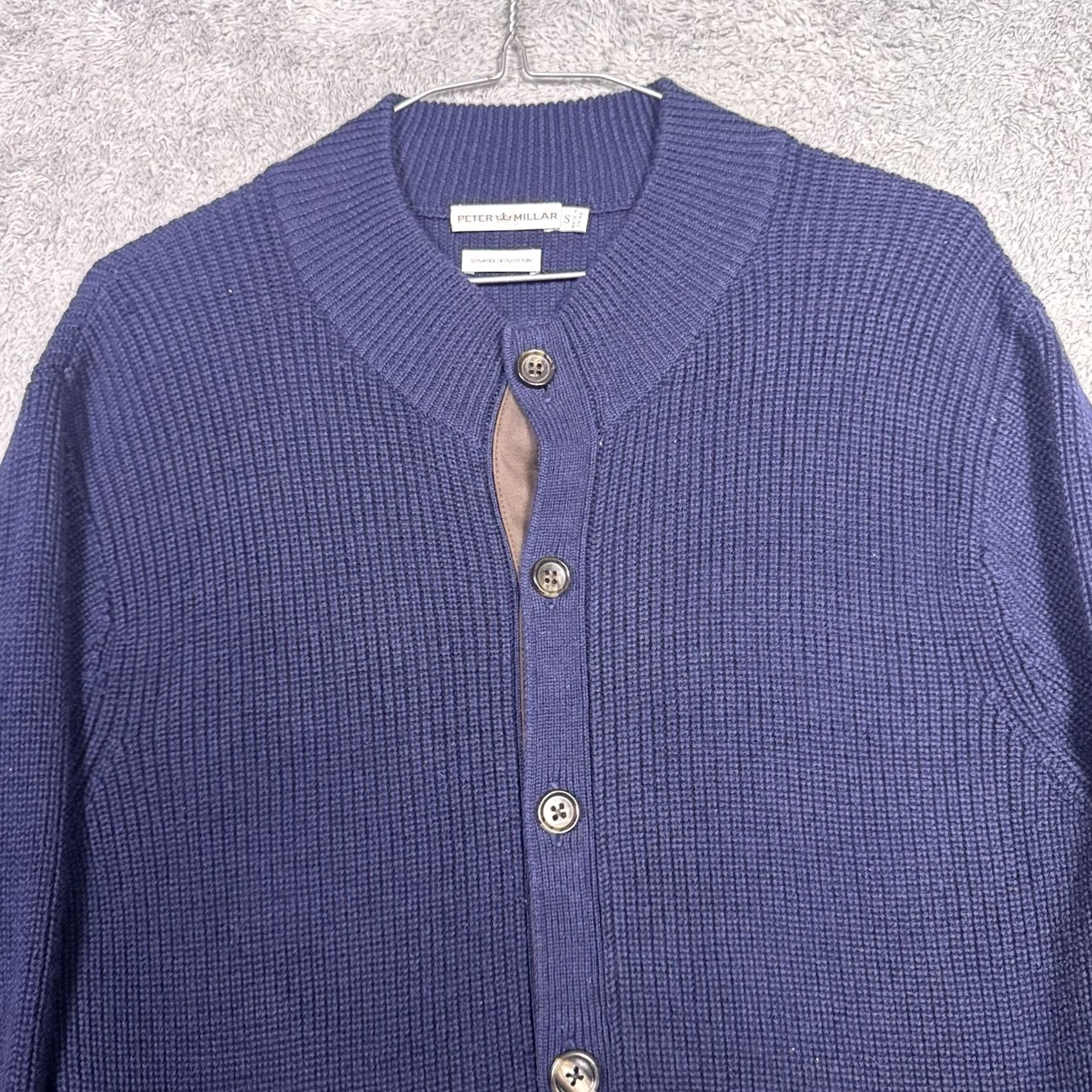 Peter Millar Peter Millar Cardigan Sweater Men S Chunky Knit Elbow Suede Patches Wool Blend Cardigan Socks? Size US S / EU 44-46 / 1 - 5 Thumbnail
