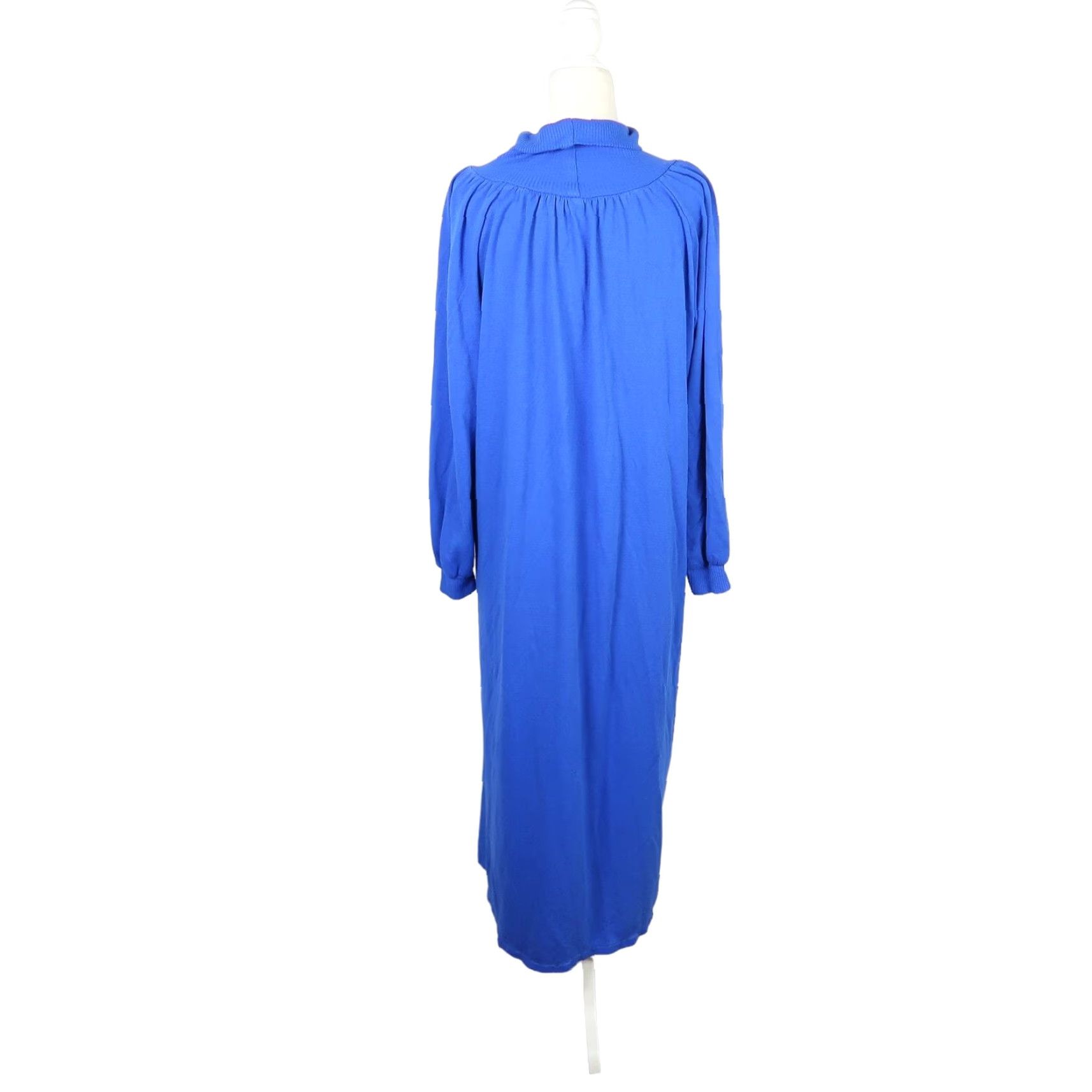 Vintage VINTAGE Charm Club 80s Dress Nightgown Midi Cobalt Blue Long Sleeve Mock Neck Women M Size M / US 6-8 / IT 42-44 - 4 Thumbnail