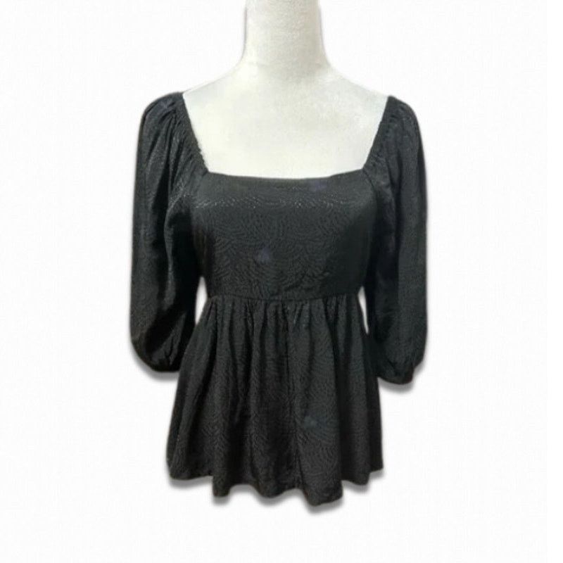 Treasure & Bond Treasure & Bond Peplum Top Square Neck Cutout Black S NWOT Size S / US 4 / IT 40 - 1 Thumbnail