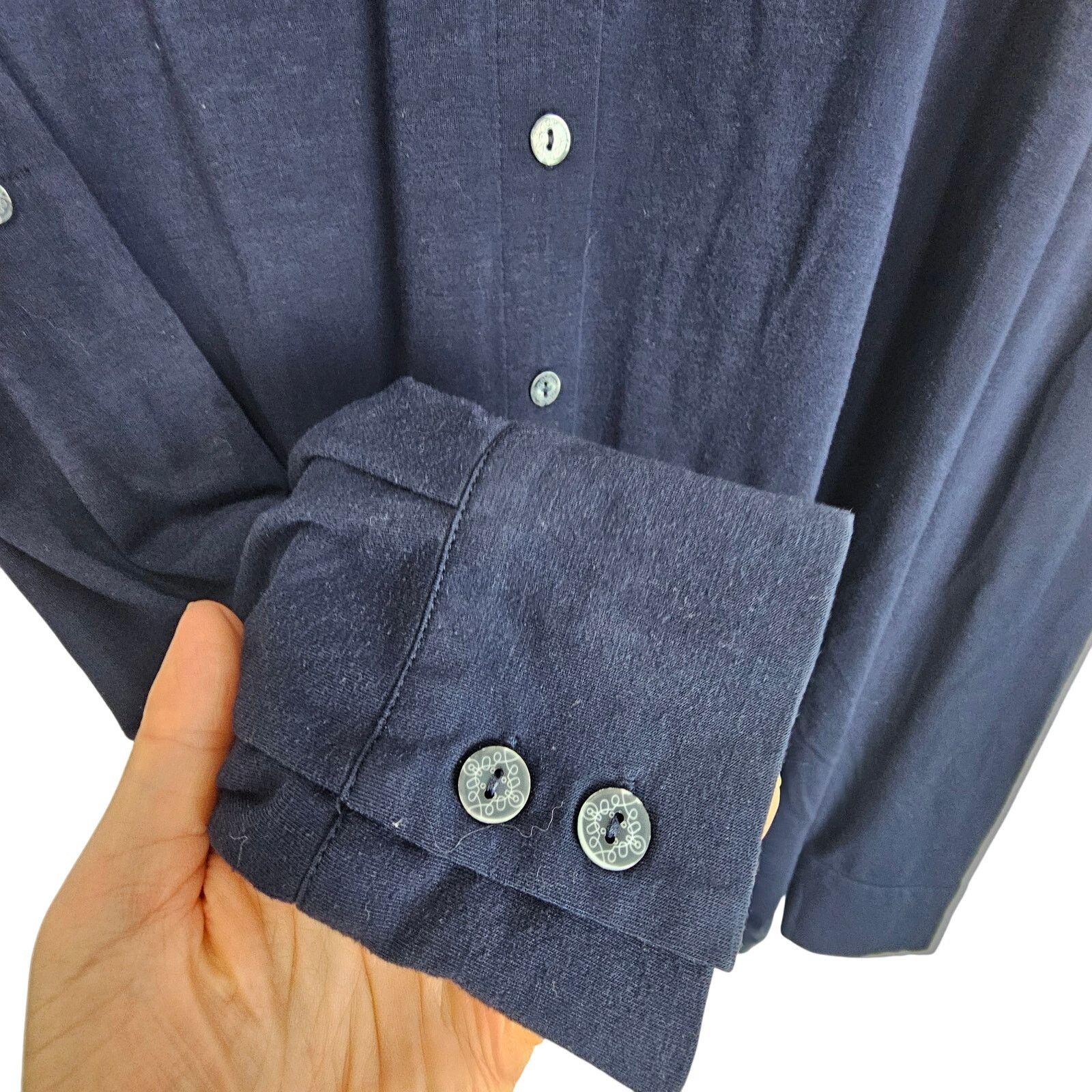 Soft Surroundings Soft Surroundings Navy Blue Button Front Blouse Women 2X Size XS / US 0-2 / IT 36-38 - 4 Thumbnail