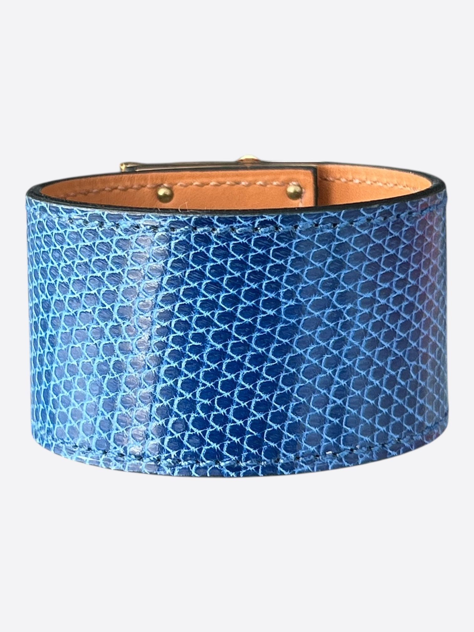 Hermes Hermes Blue Lizard & Gold Hardware Kelly Bracelet Size ONE SIZE - 2 Thumbnail