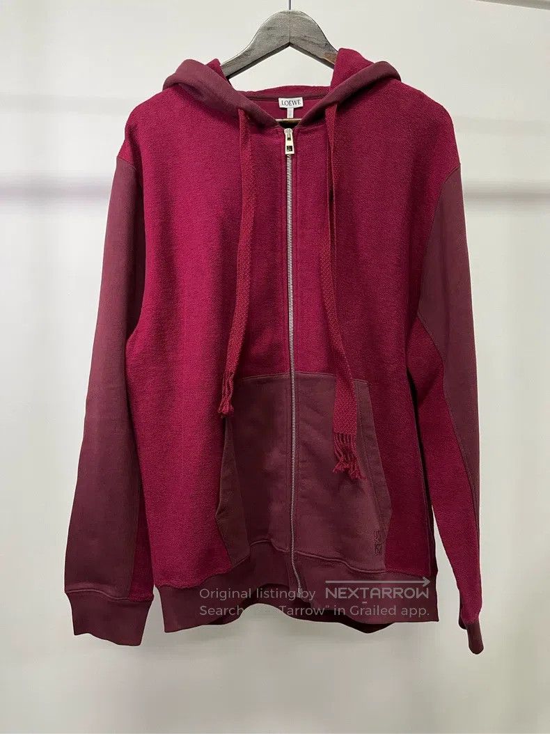 Loewe Loewe Wine red hem embroidered zip-up hoodie Size US S / EU 44-46 / 1 - 1 Thumbnail