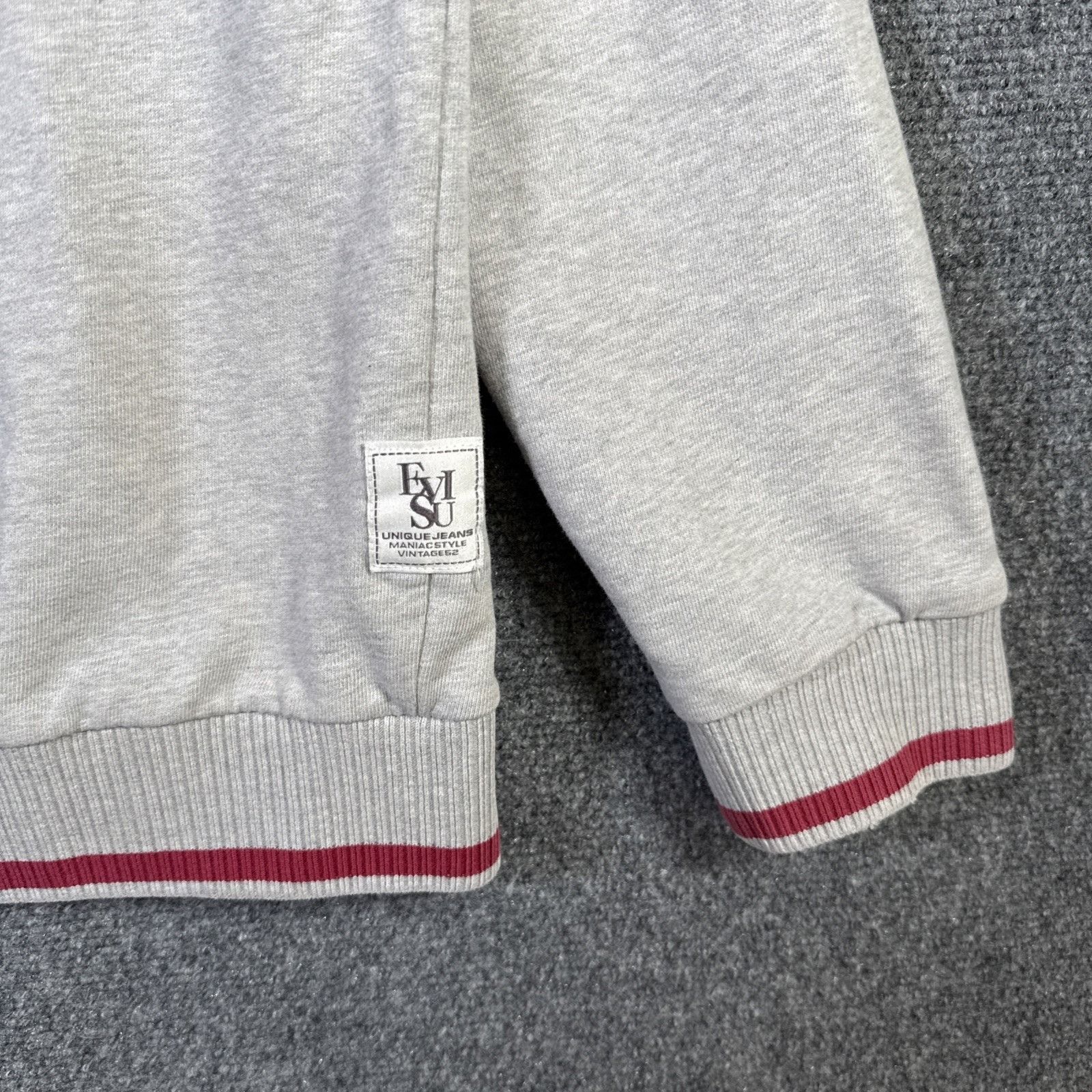 Evisu Vintage EVISU Hoodie Mens Large Gray Y2K Embroidered Jeans Size US L / EU 52-54 / 3 - 9 Thumbnail