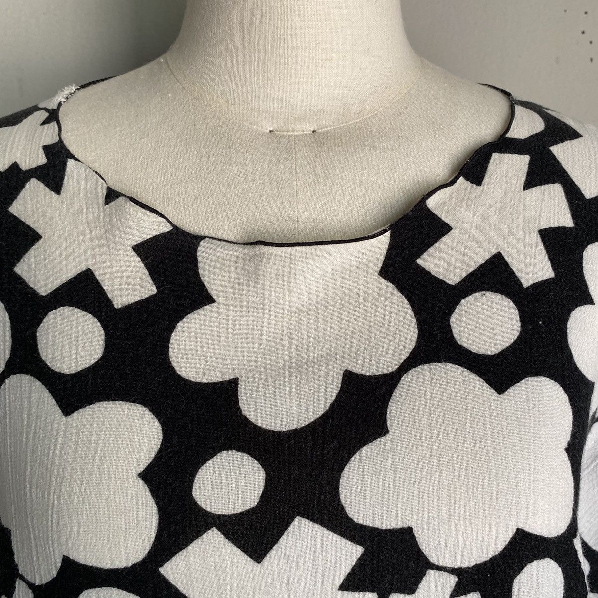 SOU SOU S O U . S O U Black and White Geometric Print Loose Blouse Size L / US 10 / IT 46 - 13 Thumbnail