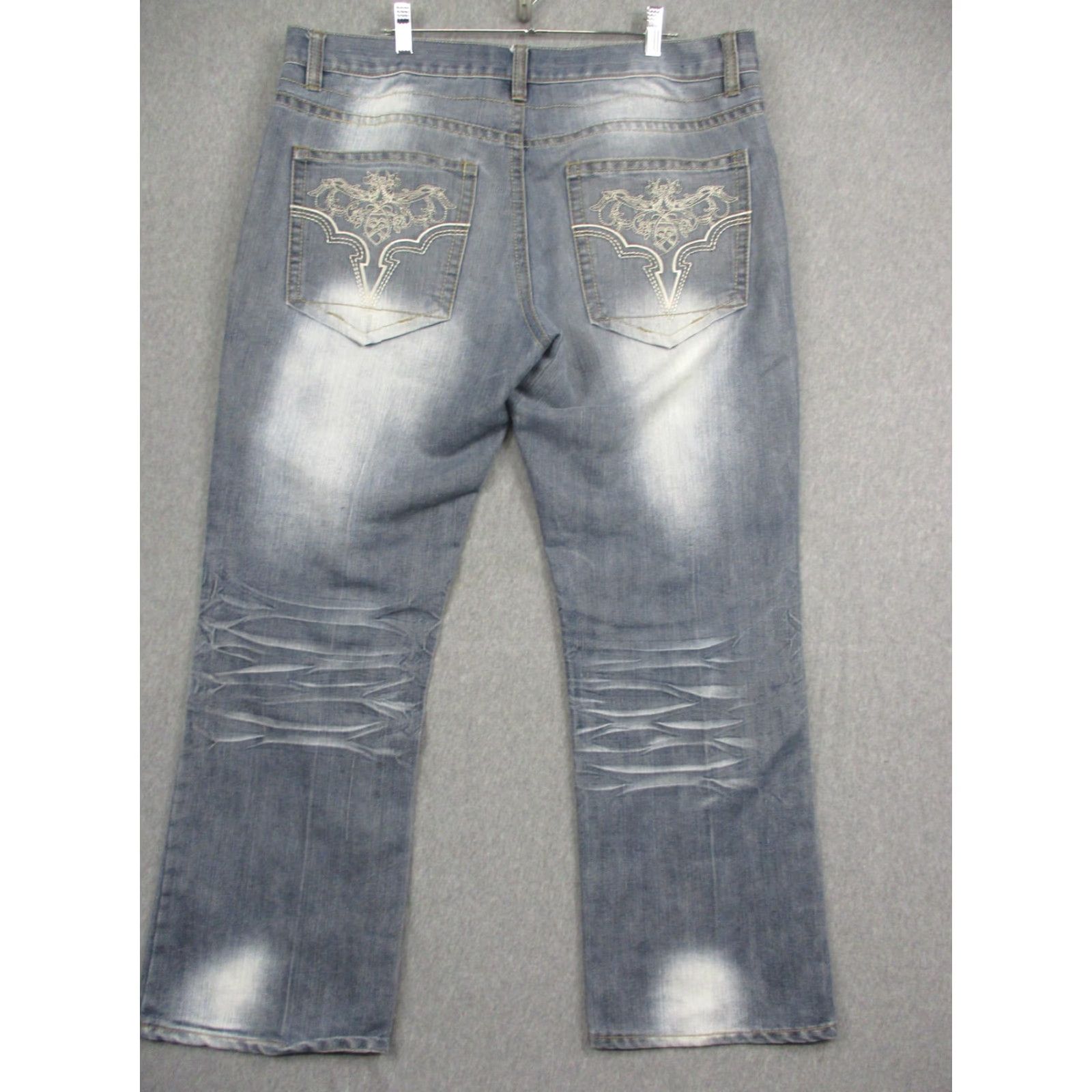 Avirex Avirex Jeans Mens 38x32 Blue Distressed Embroidered Back Pocket Straight Leg Denim Size US 38 / EU 54 - 2 Thumbnail