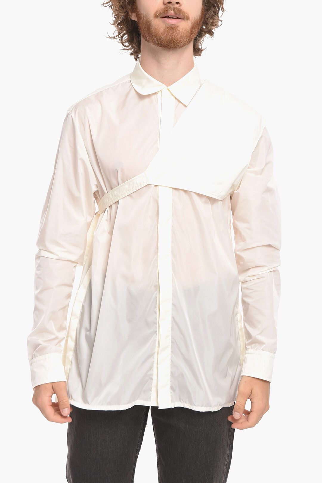 image of Ambush Design Og1Mm1223 Shirt With Removable Detail In White, Men's (Size Small)