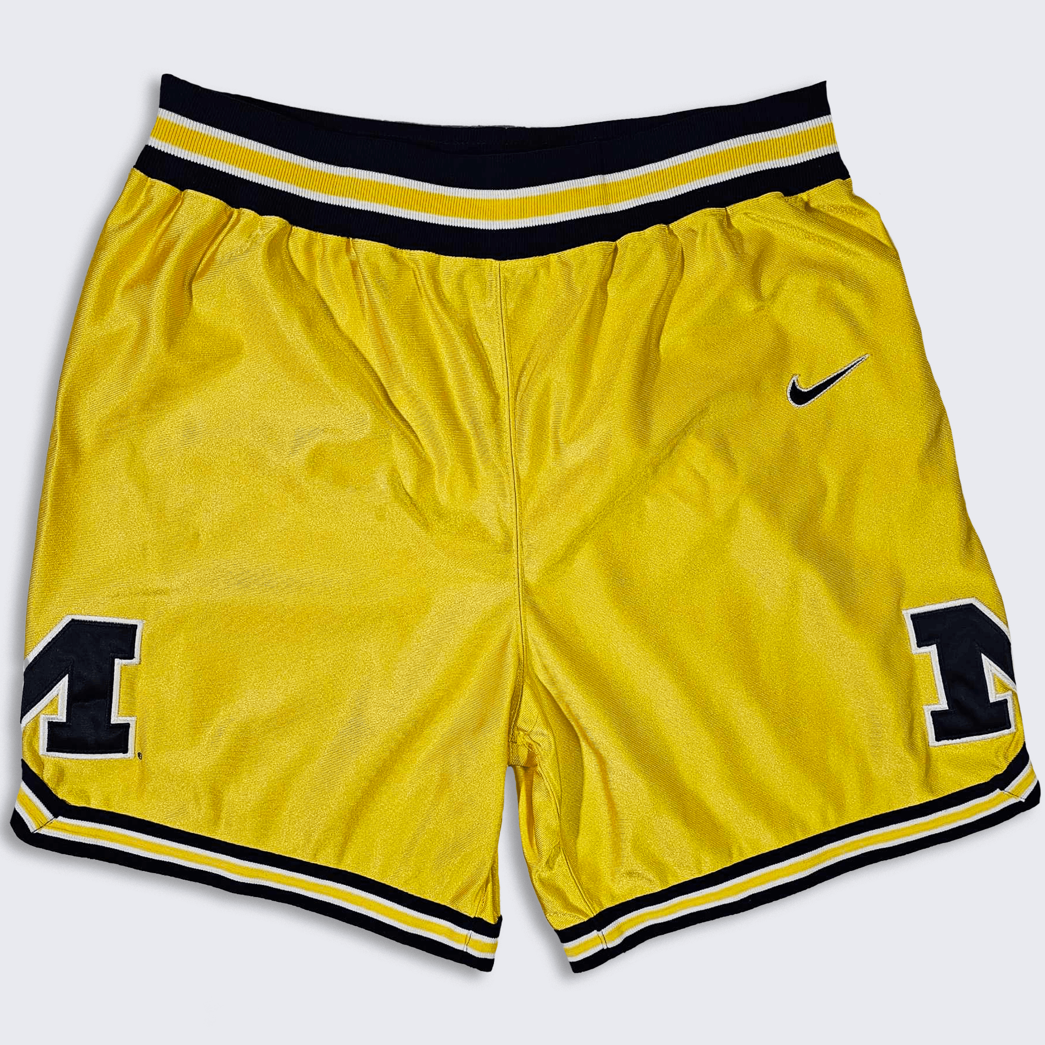 image of NCAA x Nike Michigan Wolverines Vintage 90's Nike Basketball Shorts in Yellow Black, Men's (Size 38