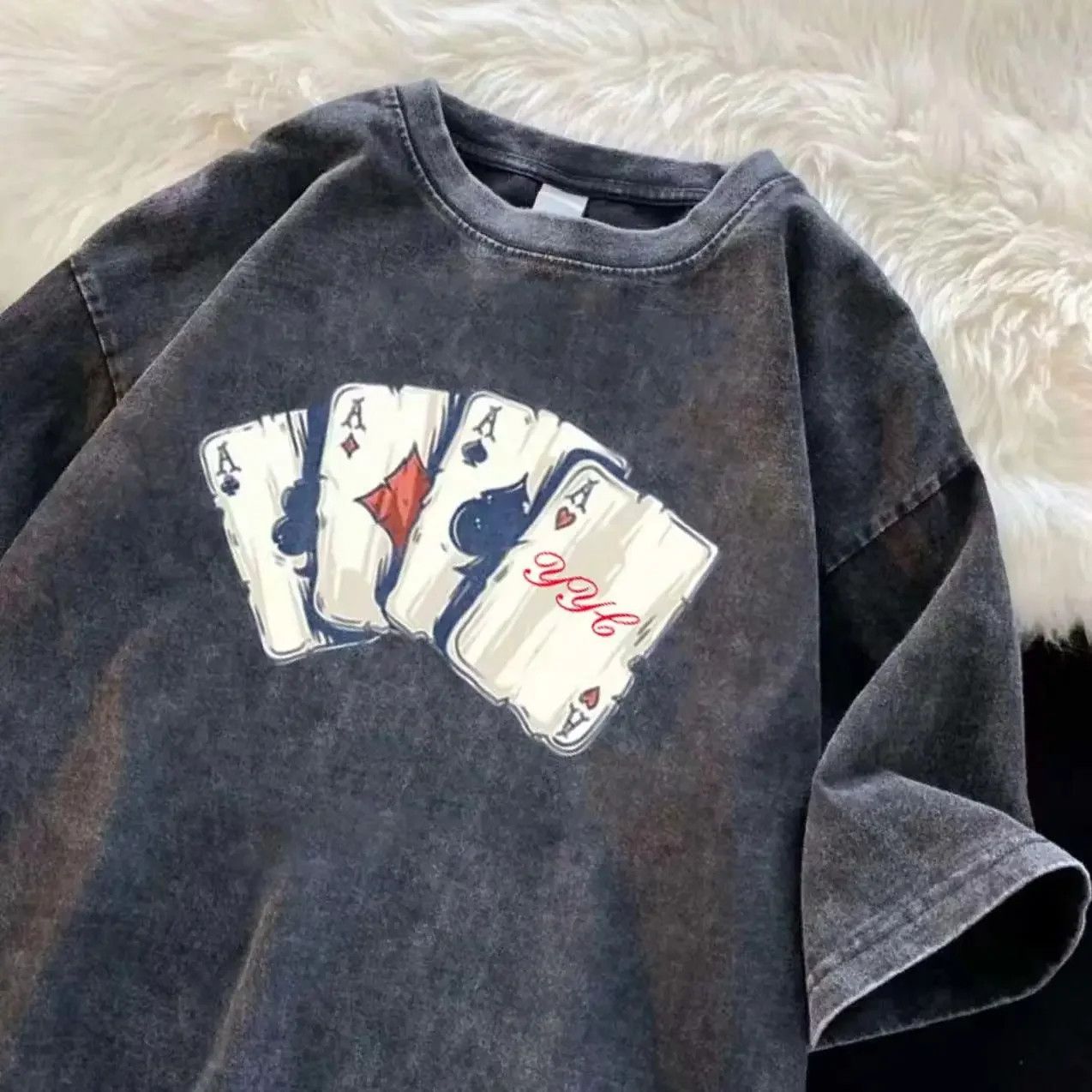 Japanese Brand × Vintage Retro Washed T-shirt Playing Card Design Size US L / EU 52-54 / 3 - 1 Thumbnail