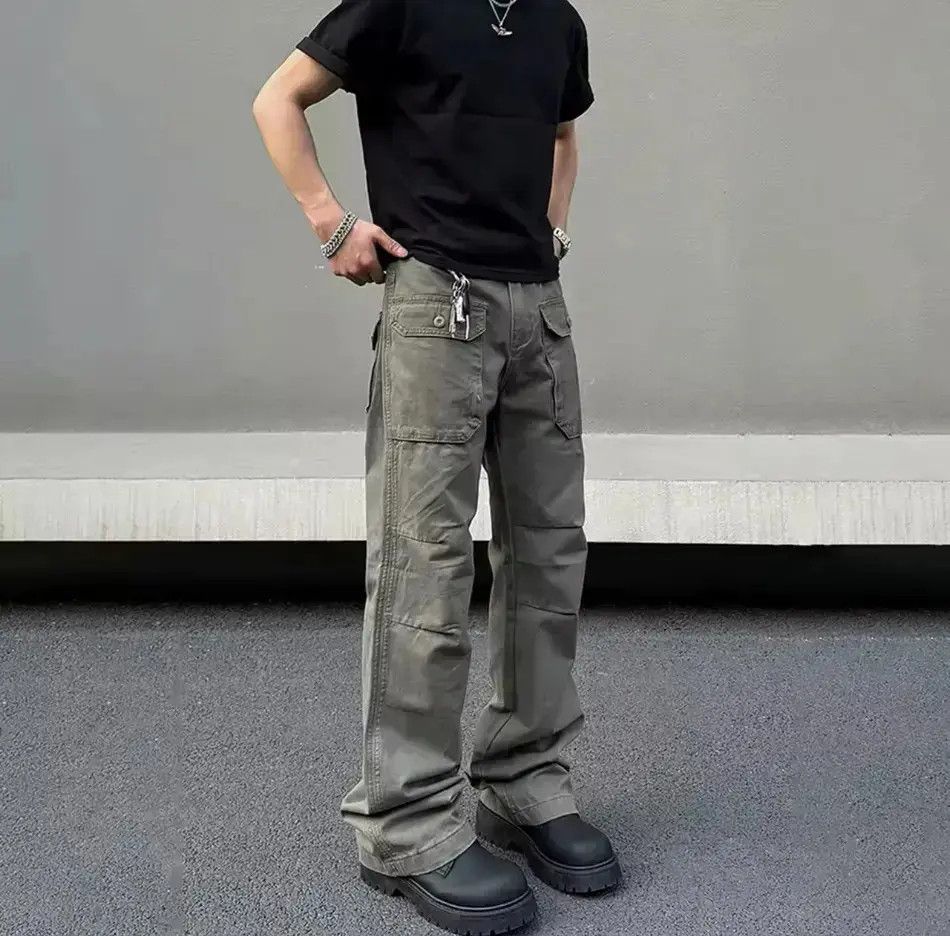 Japanese Brand Streetwear Design Pocket Punk Loose Straight Cargo Pants Size US 34 / EU 50 - 1 Thumbnail