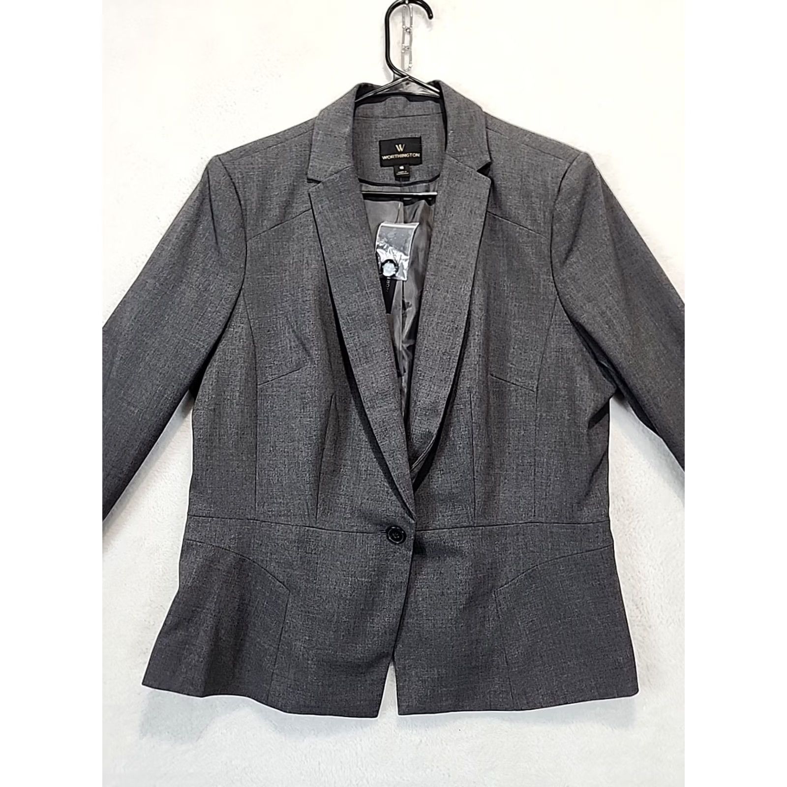 Worthington Worthington Blazer Jacket Women's Size 16 Admiral Grey Heather Lined Short Sleeve Single-Breasted Women Mens? Size XXL / US 16-18 / IT 52-54 - 2 Thumbnail